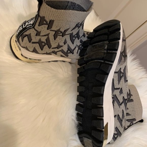 New Karl Lagerfeld Paris Sock Logo Boot Sneakers - Picture 8 of 8
